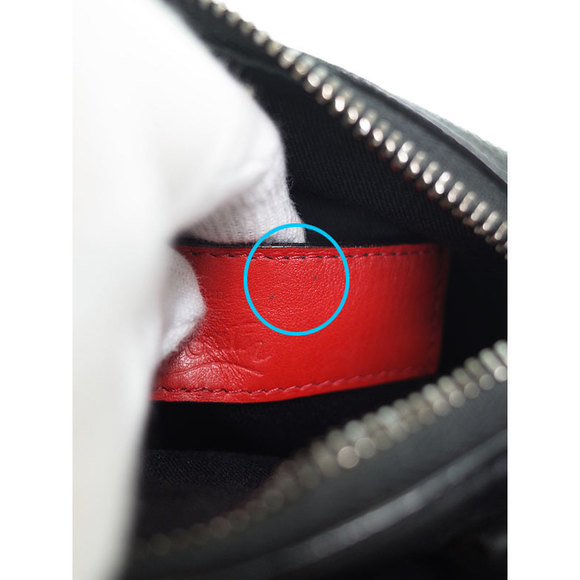 Christian Louboutin Benech Reporter Spike Shoulder Bag Black Red - Picture 4 of 8